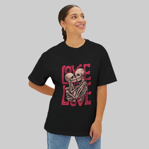 Love is Love Skeleton Embrace Black T-Shirt - Image 2